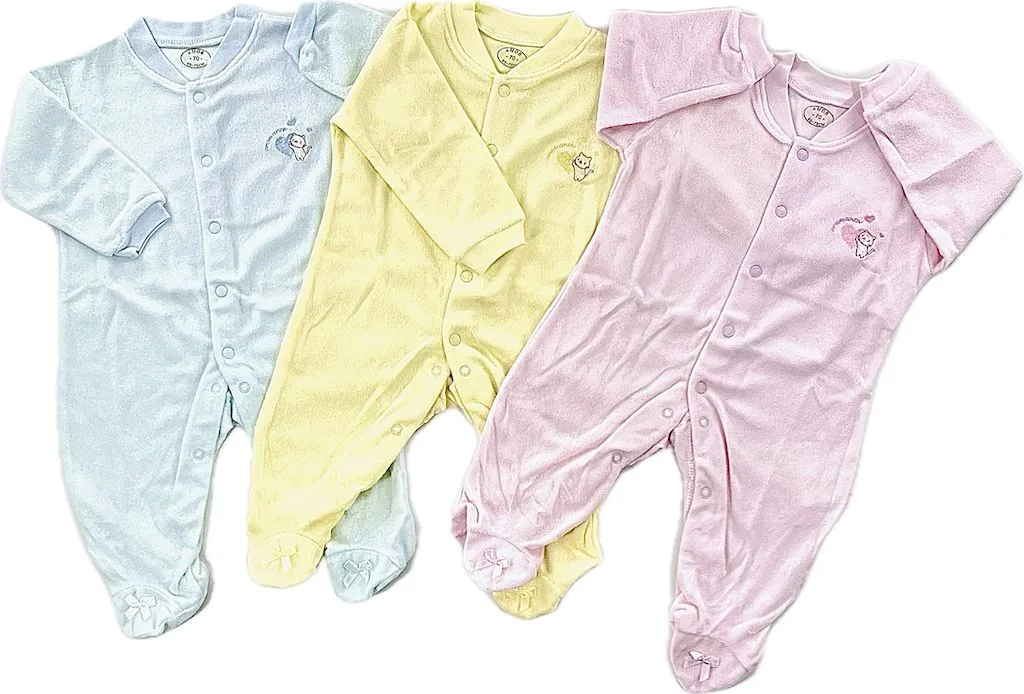 AmorBaby · Towel fabric footie onesie (3 colours)